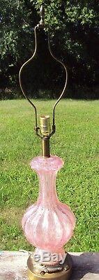 RARE Pink BAROVIER & TOSO MURANO Glass Table Lamp Silver Foil Hand Blown