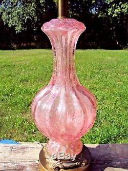 RARE Pink BAROVIER & TOSO MURANO Glass Table Lamp Silver Foil Hand Blown