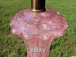 RARE Pink BAROVIER & TOSO MURANO Glass Table Lamp Silver Foil Hand Blown