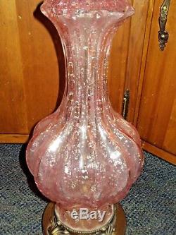 RARE Pink BAROVIER & TOSO MURANO Glass Table Lamp Silver Foil Hand Blown