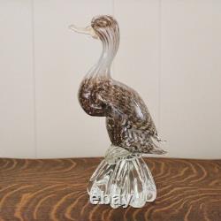 RARE VINTAGE MURANO SOMMERSO DUCK with REAL GOLD LEAF & HAND BLOWN GLASS