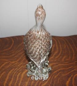 RARE VINTAGE MURANO SOMMERSO DUCK with REAL GOLD LEAF & HAND BLOWN GLASS