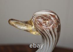 RARE VINTAGE MURANO SOMMERSO DUCK with REAL GOLD LEAF & HAND BLOWN GLASS