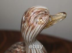 RARE VINTAGE MURANO SOMMERSO DUCK with REAL GOLD LEAF & HAND BLOWN GLASS