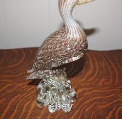 RARE VINTAGE MURANO SOMMERSO DUCK with REAL GOLD LEAF & HAND BLOWN GLASS