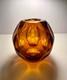 RARE Vintage Hand Blown Murano Italy Facet Amber Glass Vase 5