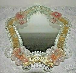 RARE Vintage Italian Venetian Murano Glass Vanity Table Wall Mirror 12 x 11.5