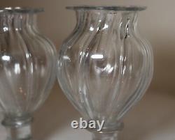 RARE pair of antique 18th century hand blown Italian Murano glass mini urn vases