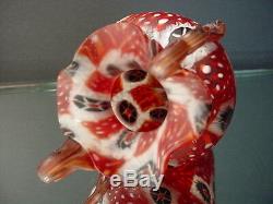 Rare 1940's Vintage Fratelli Toso Flower Miniature Red Millefiori Vase Murano