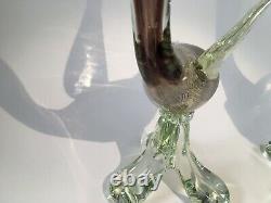 Rare Beautiful Pair Of Murano Hand Blown Art Glass Duck Geese In Flight