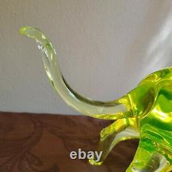 Rare Electric Green Murano Glass Bull LARGE Rare Uranium Glass Hand Blown
