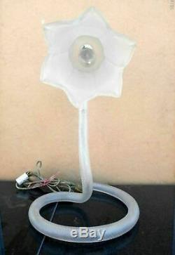 Rare, Handmade in Italy Tulip Flower Frosted Art Glass Lamp Working Murano