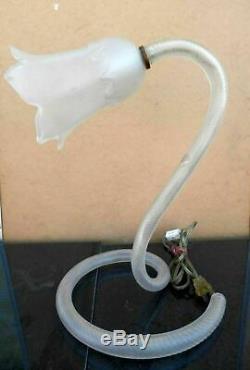 Rare, Handmade in Italy Tulip Flower Frosted Art Glass Lamp Working Murano