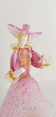 Rare LARGE Vtg Formia MURANO Pink Man & Woman Dancers Excellent H 15