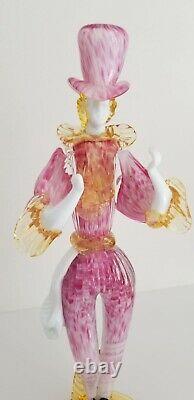 Rare LARGE Vtg Formia MURANO Pink Man & Woman Dancers Excellent H 15