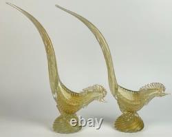 Rare Large 16 Vintage 1950's Archimede Seguso Gold Murano Glass Pheasant Birds