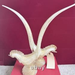 Rare Large 16 Vintage 1950's Archimede Seguso Gold Murano Glass Pheasant Birds
