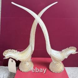 Rare Large 16 Vintage 1950's Archimede Seguso Gold Murano Glass Pheasant Birds Rare Large 16 Vintage 1950's Archimede Seguso Gold Murano Glass Pheasant Birds