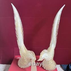 Rare Large 16 Vintage 1950's Archimede Seguso Gold Murano Glass Pheasant Birds