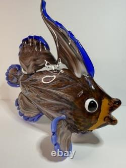Rare Large Hand Blown Murano Glass Fish Sculpture Mandarin Fish