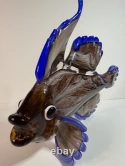 Rare Large Hand Blown Murano Glass Fish Sculpture Mandarin Fish