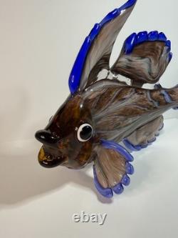 Rare Large Hand Blown Murano Glass Fish Sculpture Mandarin Fish