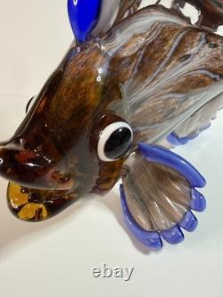 Rare Large Hand Blown Murano Glass Fish Sculpture Mandarin Fish