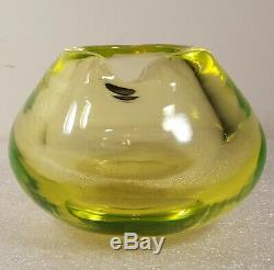 Rare MCM Murano Sommerso Vaseline Ashtray Bowl By Barbini -Excellent Condition