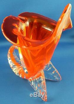 Rare MURANO Italy 1950s ART GLASS Handcrafted CORNUCOPIA Vase VG Vintage