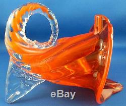 Rare MURANO Italy 1950s ART GLASS Handcrafted CORNUCOPIA Vase VG Vintage