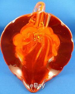 Rare MURANO Italy 1950s ART GLASS Handcrafted CORNUCOPIA Vase VG Vintage