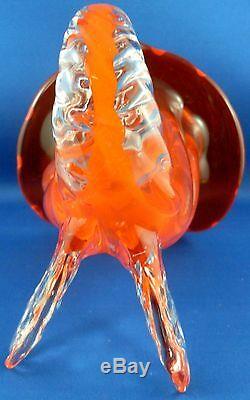 Rare MURANO Italy 1950s ART GLASS Handcrafted CORNUCOPIA Vase VG Vintage