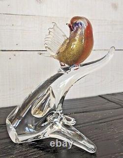 Rare Mid Century Murano Bird on Branch Glass Art 792