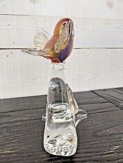 Rare Mid Century Murano Bird on Branch Glass Art 792
