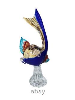 Rare Murano Avem Art Glass Fish Statue Figurine Fused Glass Hand Blown Koi