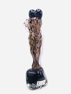 Rare Murano Embraced Lovers Signed Glass Figurine Sculpture Copper / Black