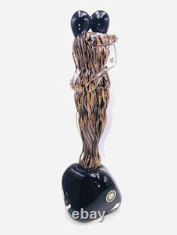 Rare Murano Embraced Lovers Signed Glass Figurine Sculpture Copper / Black