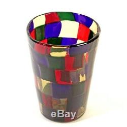 Rare Murano Fulvio Bianconi Venini Pezzato Patchwork Cylinder Art Glass Vase