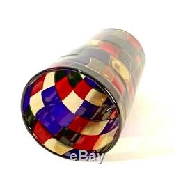 Rare Murano Fulvio Bianconi Venini Pezzato Patchwork Cylinder Art Glass Vase