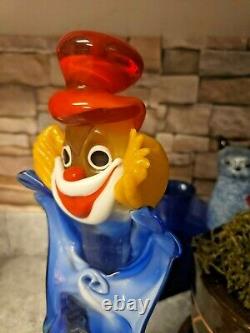 Rare Murano Italy XLarge Bow Clown Art Glass Hand blown Figurine 15 Tall! Cute