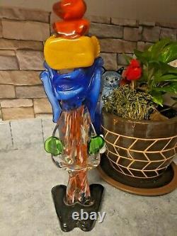 Rare Murano Italy XLarge Bow Clown Art Glass Hand blown Figurine 15 Tall! Cute