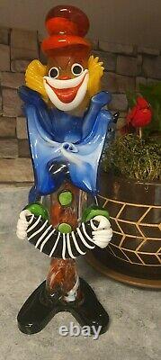 Rare Murano Italy XLarge Bow Clown Art Glass Hand blown Figurine 15 Tall! Cute