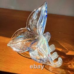 Rare Murano Large Multi Color Hand Blown 3 Petal Flower Free Standing HTF Label