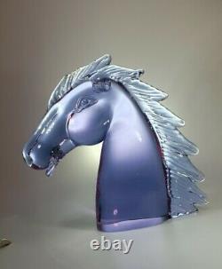 Rare Murano Signed Licio Zanetti Alexandrite Neodymium Glass Horse Head Figurine