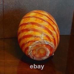 Rare Murano Swirl Art Vase Hand-Blown Red & Gold Double Cased White Inside