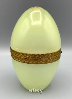 Rare Murano Uv Uranium Opaline Glass Box Casket Egg Evans Lighter Gilt Brass MCM