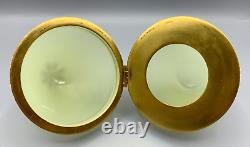 Rare Murano Uv Uranium Opaline Glass Box Casket Egg Evans Lighter Gilt Brass MCM