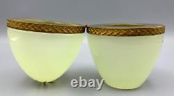 Rare Murano Uv Uranium Opaline Glass Box Casket Egg Evans Lighter Gilt Brass MCM