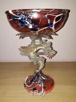 Rare Salviati Barovier Fratelli Toso Pink Silver Venetian Dragon Serpent Glass