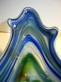 Rare Sommerso Murano Millefiori Hand Blown Art Glass Swan Bowl Centerpiece Italy